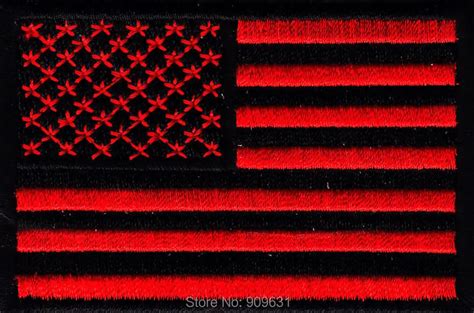 AMERICAN FLAG,RED & BLACK BLACK BORDER Iron On Patch Patriotic, USA ...