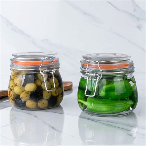 Glass Storage Jars Airtight Clip Top Lid Food Preserve Preserving Jar 500ml x3 | eBay