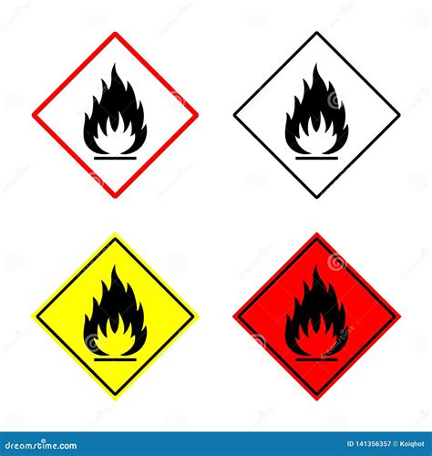 Flammable Sign, Fire Icon, Hazard Symbol Stock Vector - Illustration of ...