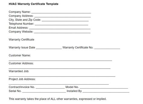 HVAC Warranty Template (Template) | Housecall pro