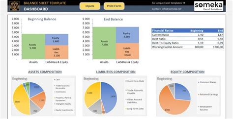 Balance Sheet Template Excel Template Accounting Form Bookkeeping Finance Tracker Business ...