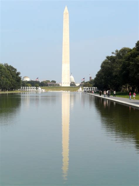 The reflecting pool and Washington Monument in Washington D.C ...