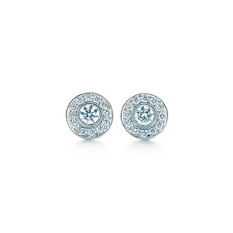 Tiffany Circlet earrings with diamonds in platinum, mini. | Tiffany & Co.