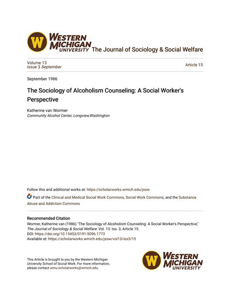 (PDF) The Sociology of Alcoholism Counseling: A Social Worker's Perspective