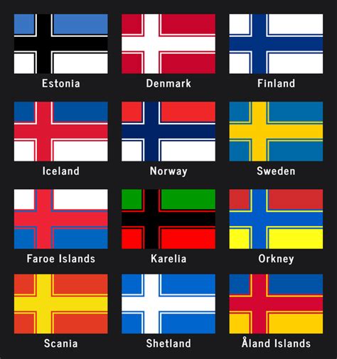 Various Nordic cross flags in the style of the unique Estonian cross ...