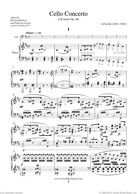 Dvorak - Cello Concerto in B minor Op.104 (3rd Edition) sheet music for ...