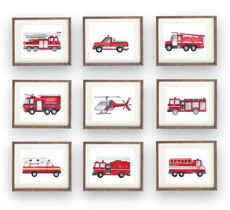 Fire Truck Wall Art Decor Fire Truck Art Prints for Fireman - Etsy