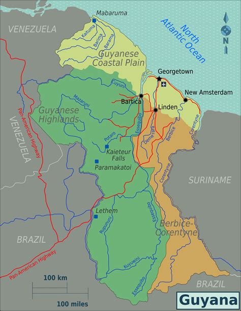 Guyana political map with cities. Political map of Guyana with cities | Vidiani.com | Maps of ...