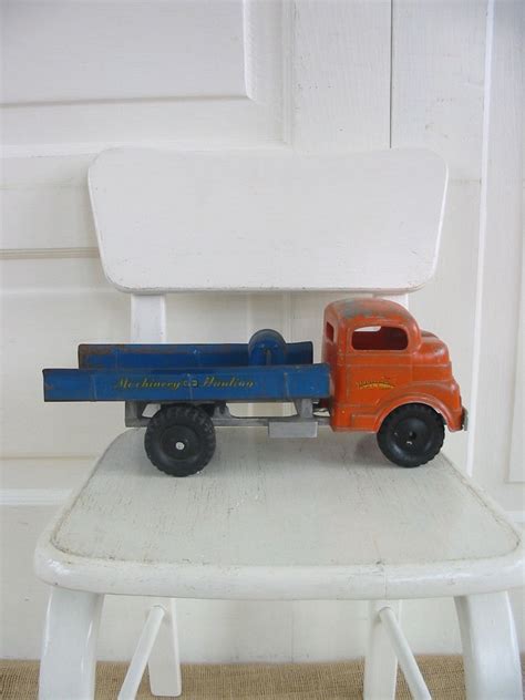 Vintage Metal Toy Truck Orange Blue Truck Pick Up Truck | Etsy | Metal ...