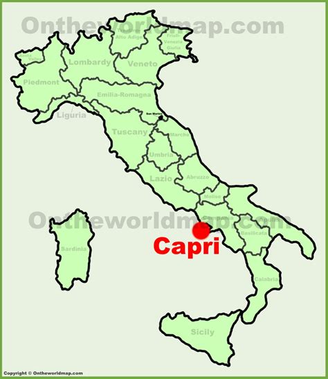 Capri location on the Italy map - Ontheworldmap.com