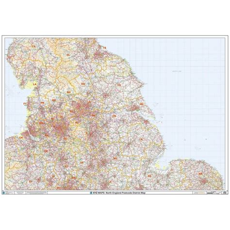 North England Postcode District Wall Map (D4)