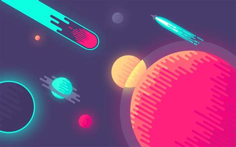 artwork, Digital Art, Planet, Space, Comet, Colorful, Spaceship ...