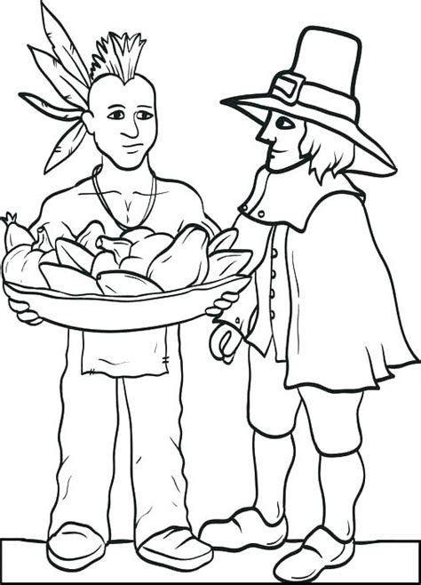 Pilgrim And Indian Coloring Pages Thanksgiving at GetColorings.com ...