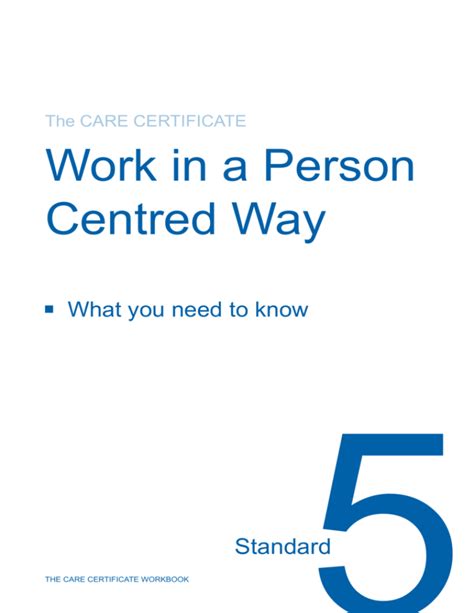 The Care Certificate Workbook - 5. Work in a person