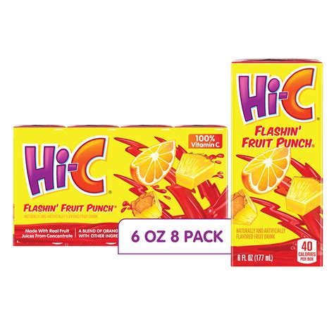 Hi-C Flashin Fruit Punch Juice, 6 fl oz, 8 Juice Boxes - Walmart.com