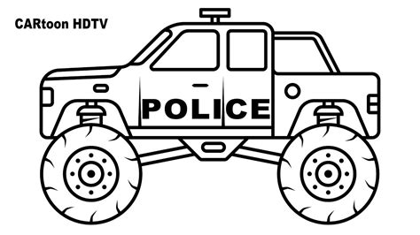 Satisfying Art Police monster truck coloring, video colors vehicles, police truck coloring video ...