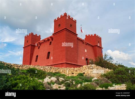 Mellieha, Malta - November 22nd 2021: Saint Agatha's Tower is a Lascaris Tower known as the Red ...