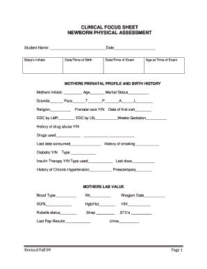 Newborn Assessment Form - Fill Online, Printable, Fillable, Blank ...