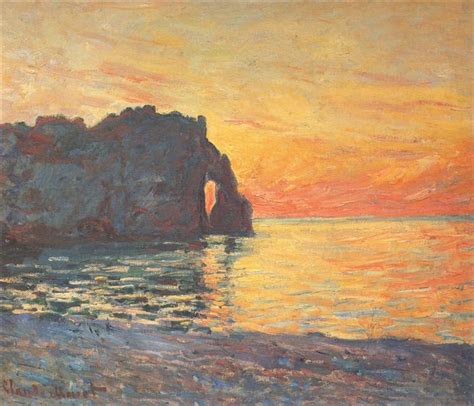 Etretat, Cliff of d`Aval, Sunset, 1885 - Claude Monet - WikiArt.org