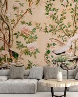 Chinoiserie Birds and Tree Branches Wallpaper Mural Design | Printed In ...