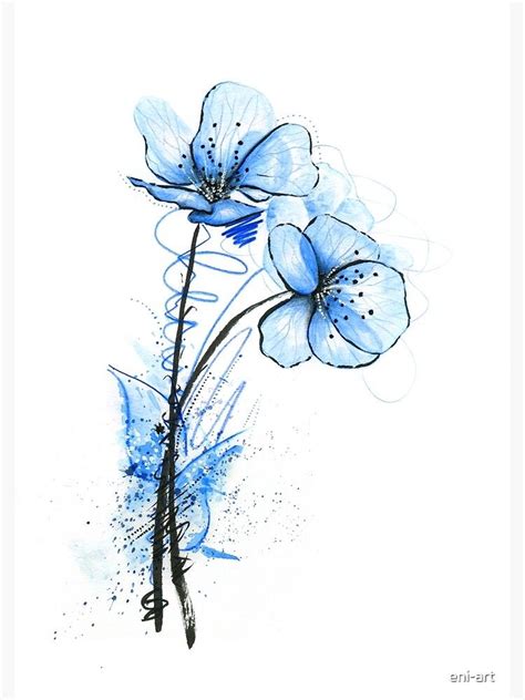 Leinwanddruck mit "Blaue Blume" von eni-art | Watercolor flower art, Flower drawing, Watercolor ...