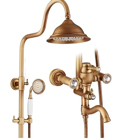 Antique Brass Bathroom Shower Set — High-Pressure Ionic Filtration ...