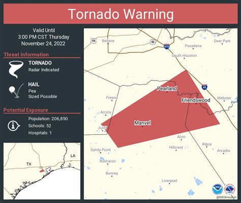 NWS Houston on Twitter: "Tornado Warning including Pearland TX, Friendswood TX and Manvel TX ...