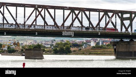 Train moving on bridge over the Danube River, Serbia Stock Photo - Alamy