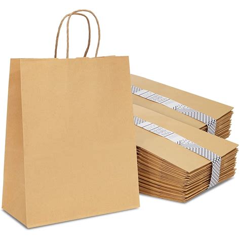 100-Pack Brown Kraft Paper Bag, 8x4x10 in. Party Gift Bags with Handles ...