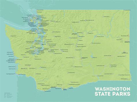 Washington State Parks Map 18x24 Poster - Best Maps Ever