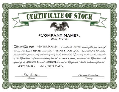 Stock Certificate Template