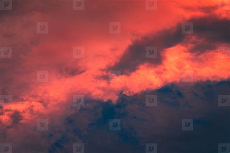 Dramatic moody stormy sky with red sunset light stock photo (189949 ...