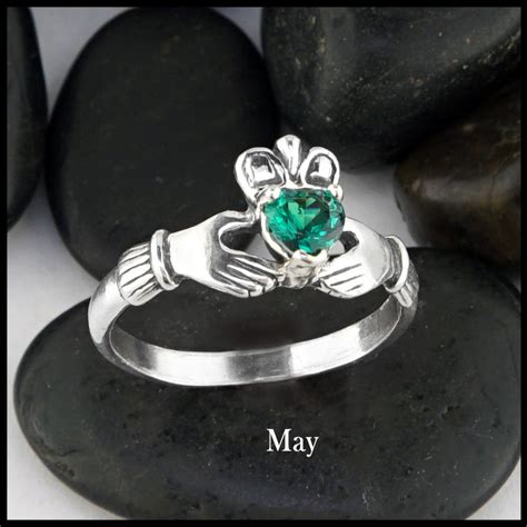 Claddagh Birthstone Ring in Silver | Walker Metalsmiths