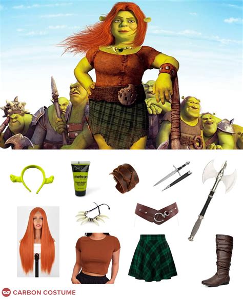 Shrek Forever Fiona Girls Costume Kids Warrior Outfit Halloween Child Dress Up ...