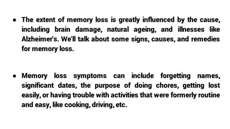 PPT - The Major Symptoms Of Memory Loss PowerPoint Presentation, free ...