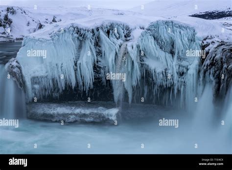 Waterfall in Winter, Godafoss, Iceland Stock Photo - Alamy