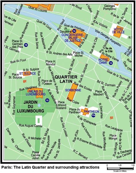 The Latin Quarter of Paris map - Map of The Latin Quarter of Paris (France)
