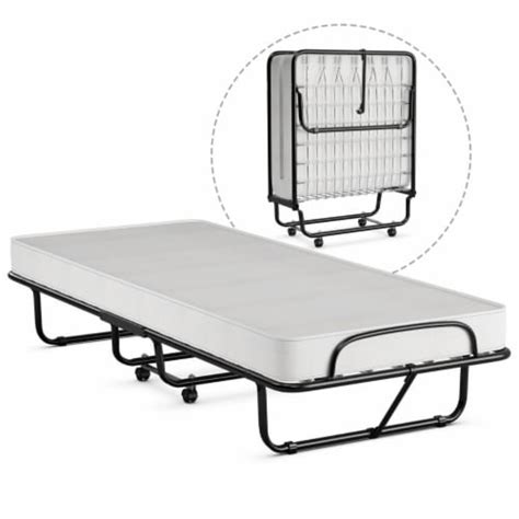 Rollaway Folding Metal Bed Memory Foam Mattress Cot Guest Made in Italy ...