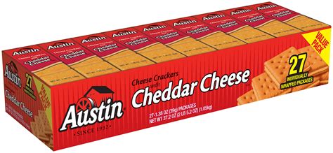 Austin Sandwich Crackers, Cheese Crackers with Cheddar Cheese, 1.38 oz, 27 Count - Walmart.com