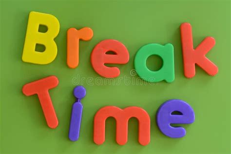 Close Up of Colorful Break Time Words in Plastic L Stock Photo - Image of horizontal, curved ...