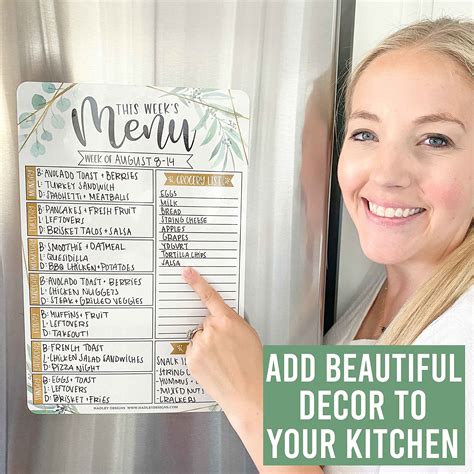Magnetic Meal Planner for Refrigerator - Greenery Magnetic Weekly Menu Board for Kitchen ...