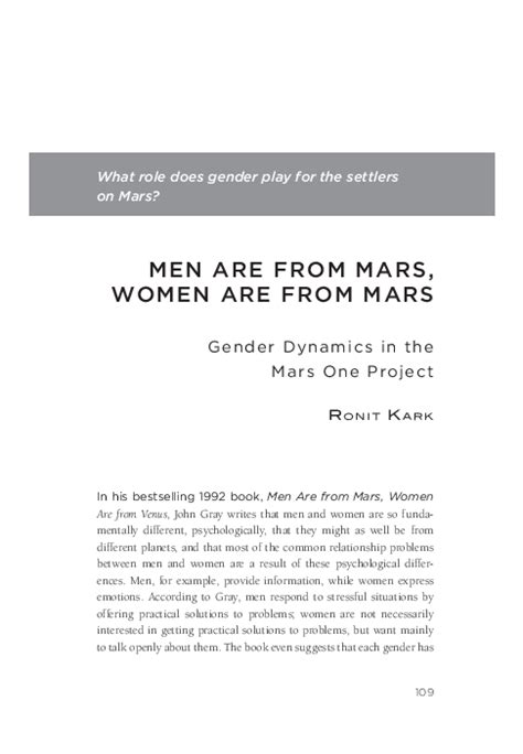 (PDF) MEN ARE FROM MARS, WOMEN ARE FROM MARS Gender Dynamics in the ...