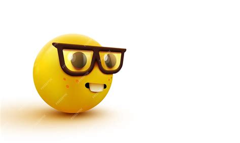 Emoji de cara de nerd, emoticon inteligente con gafas | Vector Premium