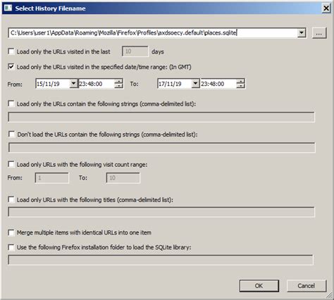 View Firefox history by date on Windows operating system