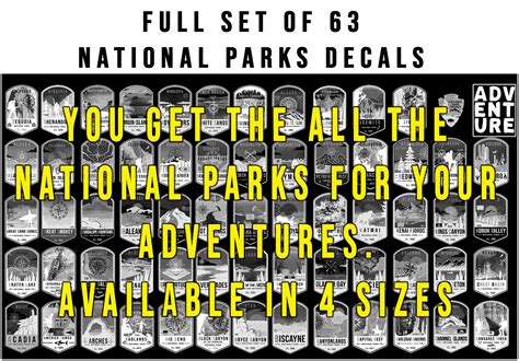 National Park Stickers. Full Set of 63 Parks Stickers. - Etsy