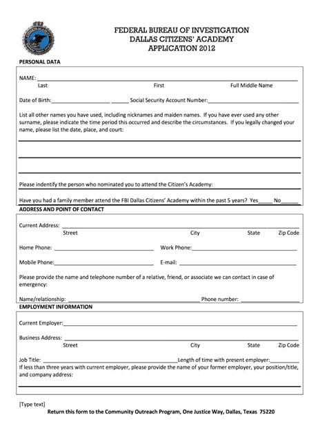 TX FBI Dallas Citizen's Academy Application 2012-2021 - Fill and Sign Printable Template Online ...