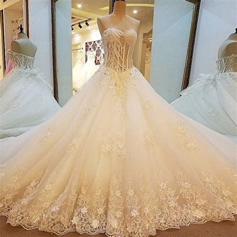 Backlake New Style Diamond Wedding Dress Strapless Lace Up Back Ball Gown Extreme Luxury Bridal ...