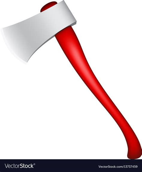 Old axe with wooden handle in red design Vector Image