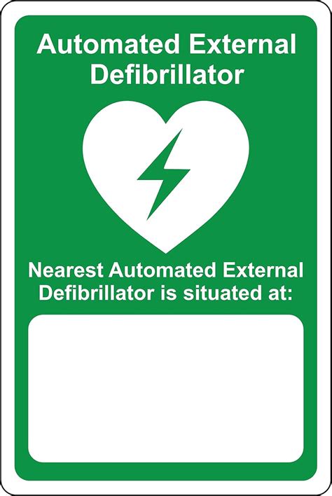 AED Safety sign - your nearest automated external defibrillator is situated at emergency sign ...