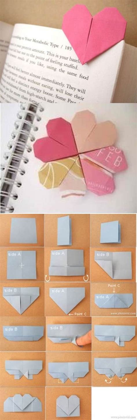 DIY Origami Heart Shaped Bookmark